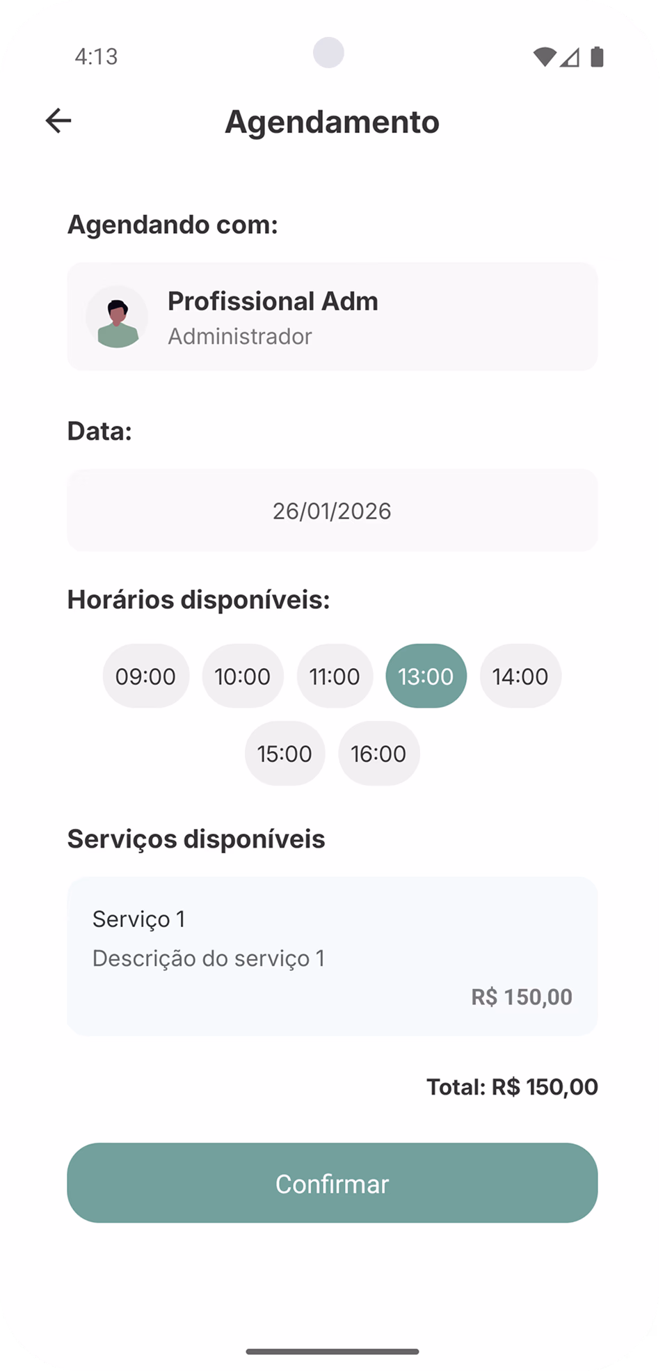 Tela de Agendamento